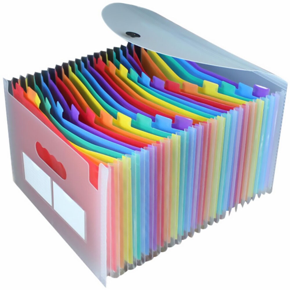 A4 Multifunction Portable File Folder 24 Pockets Rainbow Document Folder