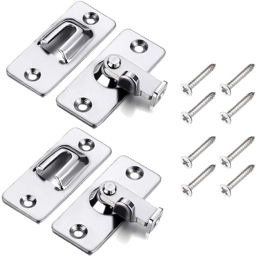 2 Sets Stainless Steel 90 Degree Door Clasp Lock Shift Door Buckle Button Right Angle Flip Door Latch Barn Sliding Door Lock: Default Title