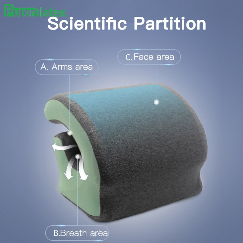 PurenLatex Nap Sleeping Pillow Memory Foam Nap Pillow School Desk Noon Sleep Pillow Cushion Slow Rebound Orthopedic Neck Pillow