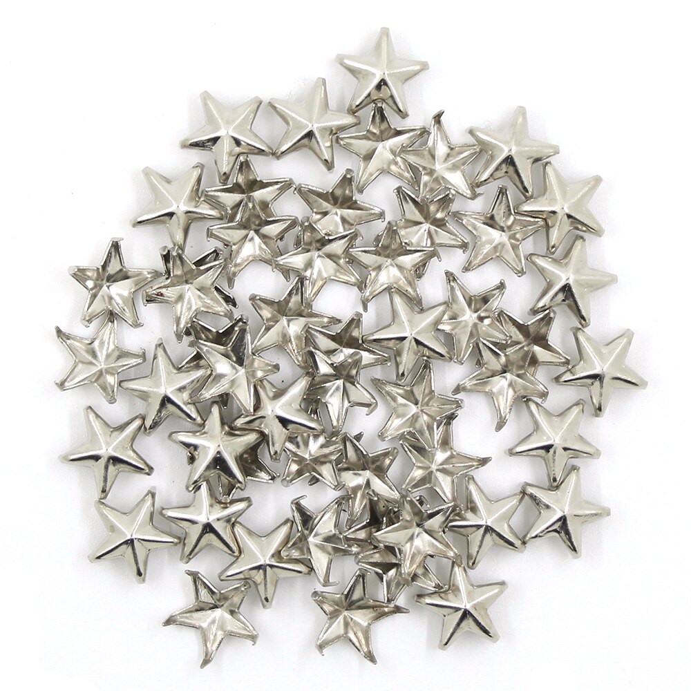 100Pcs Star Vorm Klinknagels Sliver Metalen 5 Klauwen Studs Ambachten Diy Voor Lederen 10 Mm Studs En Spikes Voor kleding Punk Accessoires