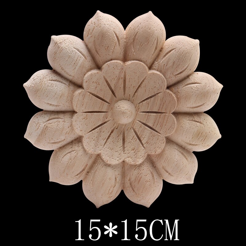 Decoración Retro Natural molduras de madera exquisitas, calcomanía para madera apliques de madera, Onlay Rose Floral grande largo mueble madera gabinete: B125-7