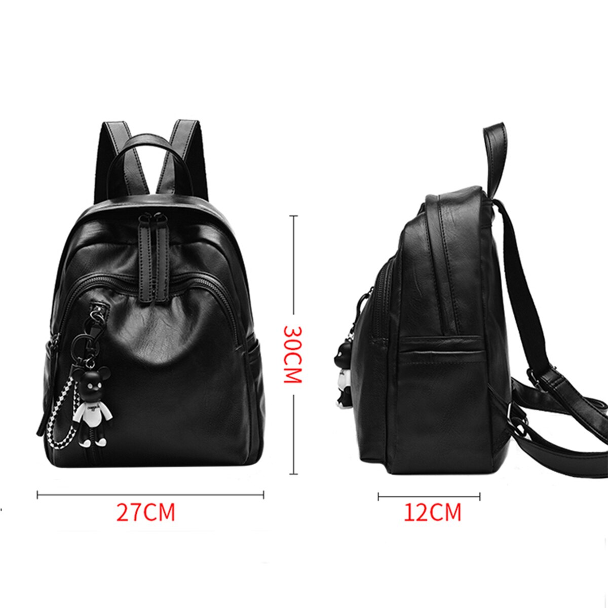 Nieuwste damesrugzak van pu-leer, rugzakken voor tienermeisjes, damesschooltas met ornamenten
