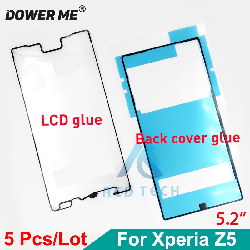 Dower Me 5 ensembles/lot avant LCD affichage arrière batterie couverture imperméable adhésif ensemble complet ruban autocollant pour SONY Xperia Z5 E6633/53/83