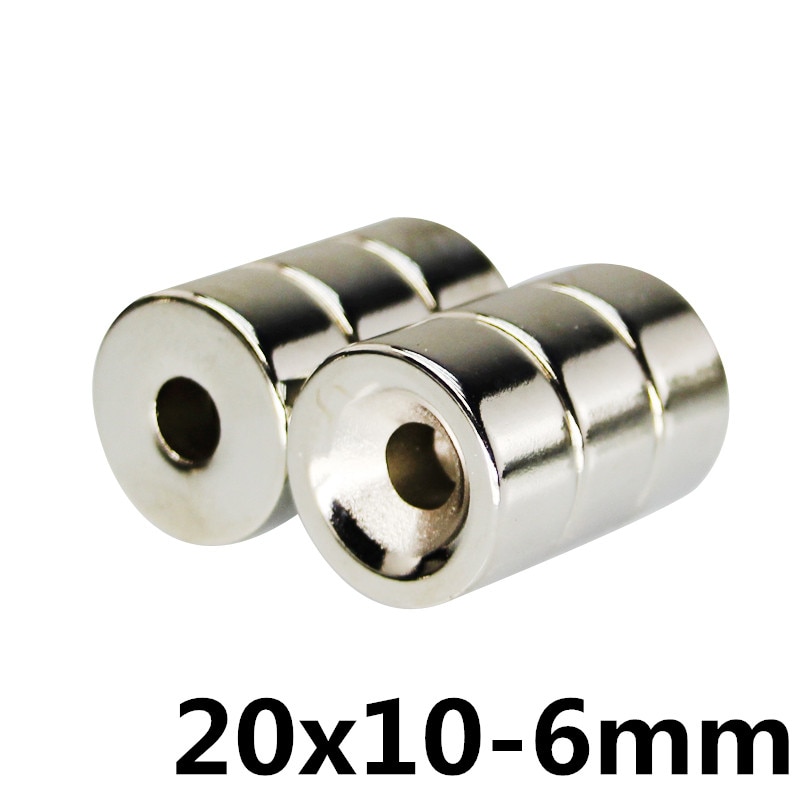 2pcs 20x10mm Gat 6mm N35 Super Sterke Permanet Ronde Neodymium Verzonken Ring Magneet Zeldzame Aarde magneten