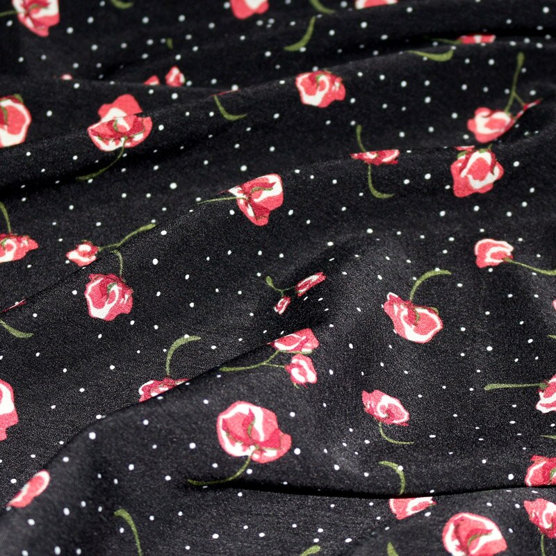 Chiffon Fabric By The Meter Floral Printed Micro Elastic Opaque Dress Skirt Flowers Summer Fabrics Breathable for Sewing Brocade: Double crepe Whelan