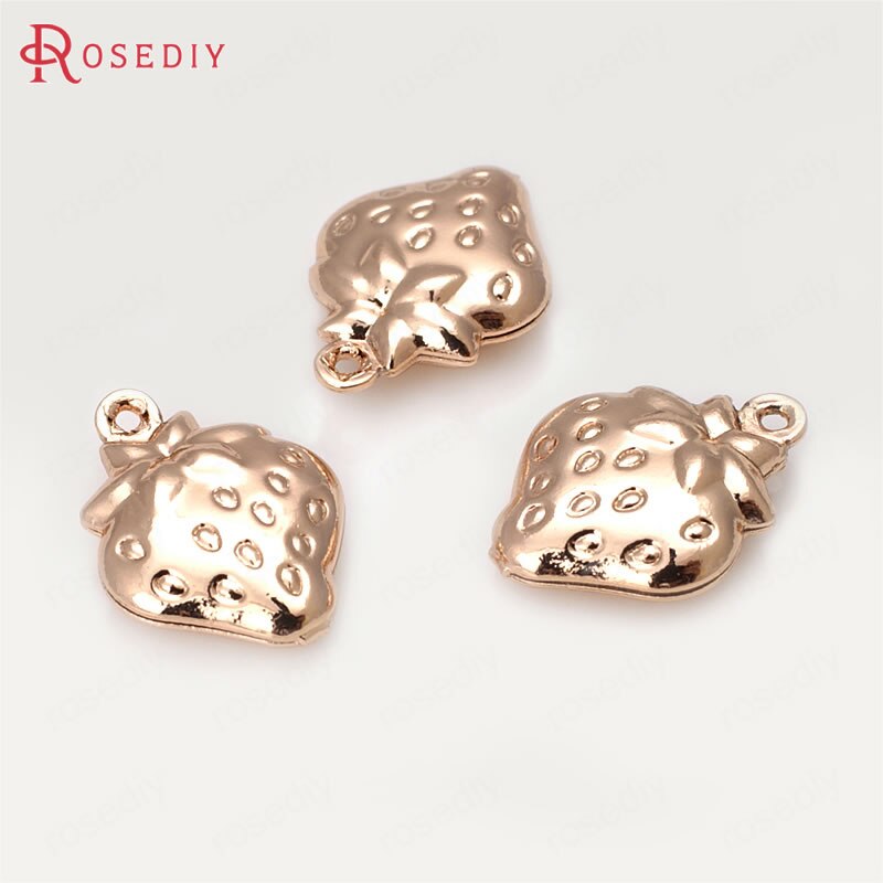 (31882)10PCS 15*11MM 24K Oro Champagne di Colore Ottone Fragola Pendenti E Ciondoli Pendenti Con Gemme E Perle di Alta Qualità Fai Da Te Risultati Dei Monili accessori