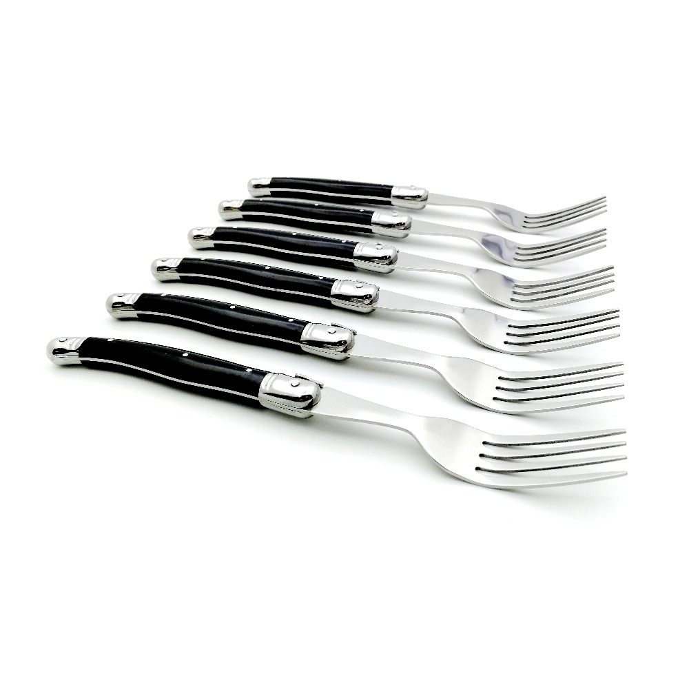 8'' Laguiole Steak Forks Stainless Steel Black Dinner Sets Cutlery Food Salad Dessert Fork Dinnerware Restaurant Kitchen Western