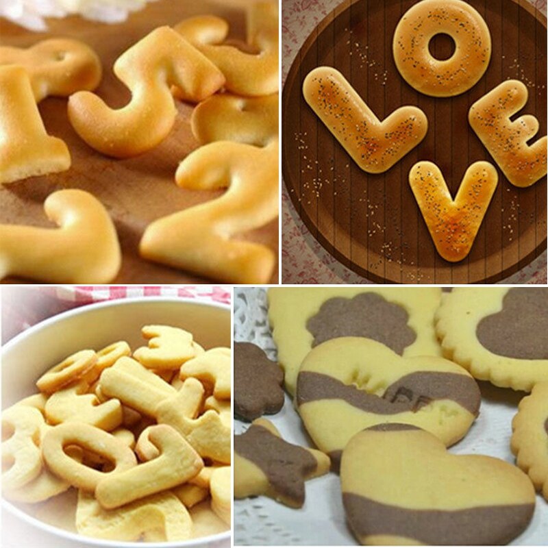 1Pc Plastic Arabische Cijfers Brief Biscuit Cookie Cutter Drukt Stempel Embosser Cakevorm Cookie Cutter Bakken Accessoires