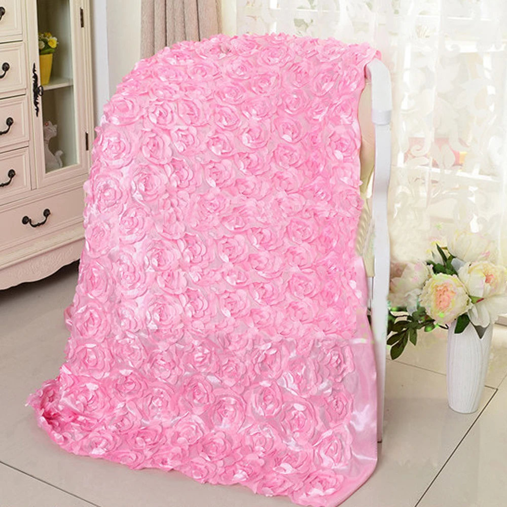 Hochzeit Dekoration 3D Satin- Rose Spitze Teppich Bestickte Festival Feier Blume Teppich Braut Hochzeit Teppich Vorhang Dekor: Rosa