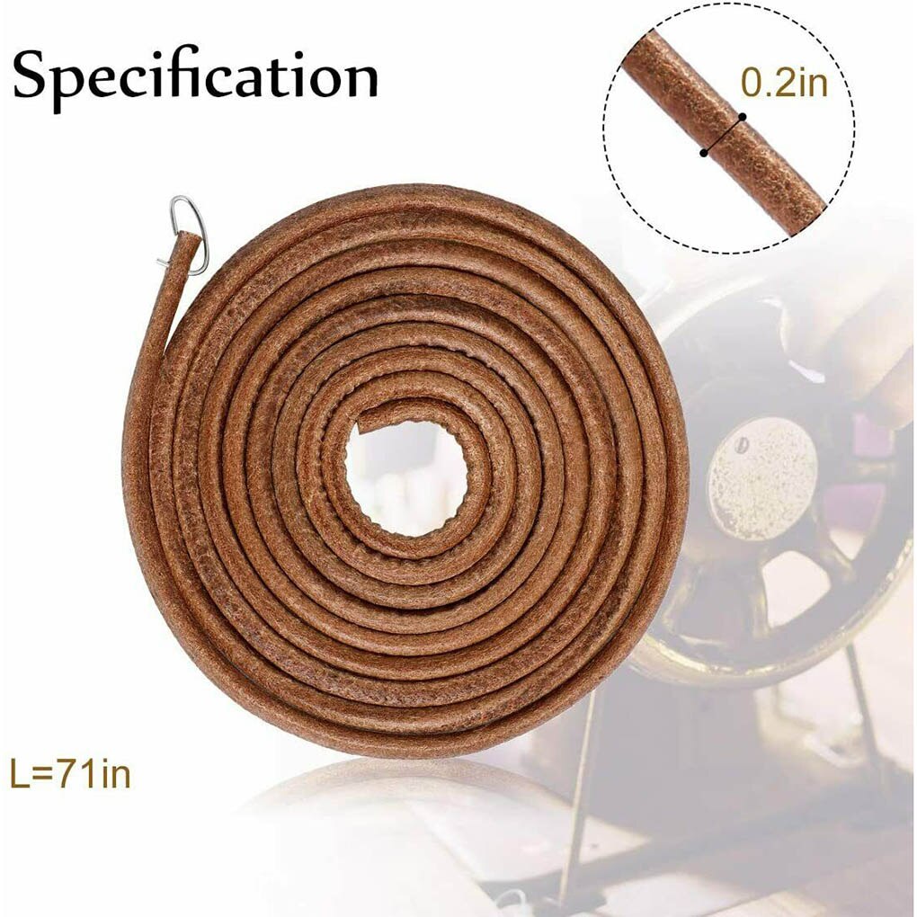 2pcs Domestic Sewing Machine Leather Belt Household Vintage Sewing Machine Treadle Belt with Hook