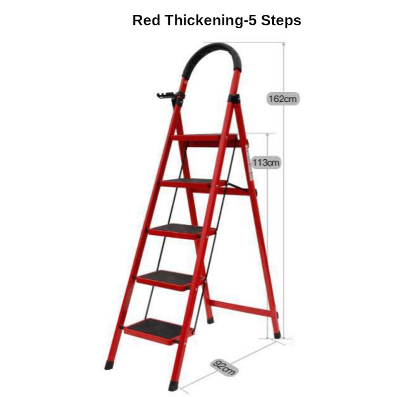 Household Steel Pipe Herringbone Ladder Thick Folding Step Ladder Single Side Ladder Stainless Steel Aluminum Alloy Ladder: Gold