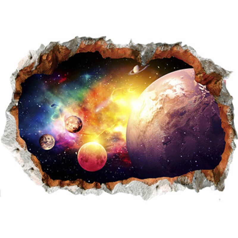 3D Universe Galaxy Wall Sticker For Kid Room Home Decor Cosmic Space Boy Room Decorative Sticker Galaxy Star Ceiling Mural Decal