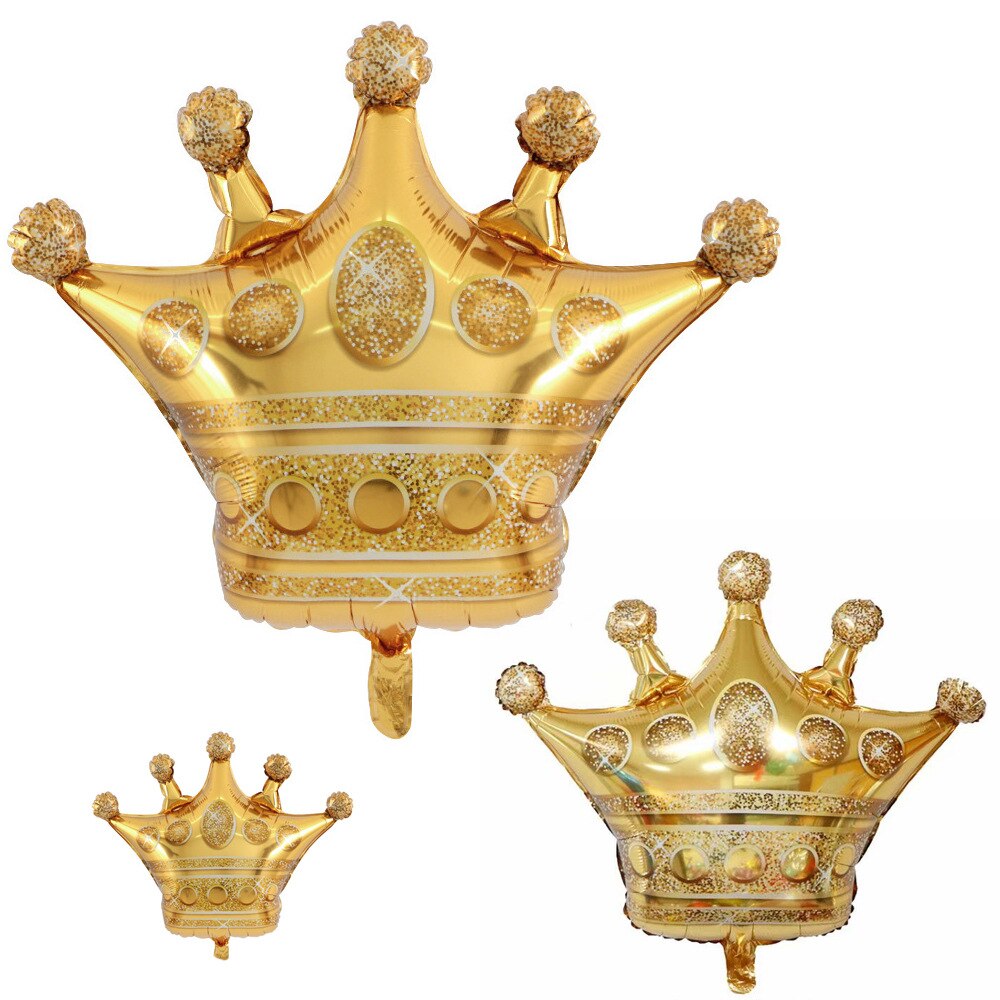 Tecknad hatt guld krona folie ballonger prins prinsessa baby shower 20 1st födelsedag coroa festdekorationer
