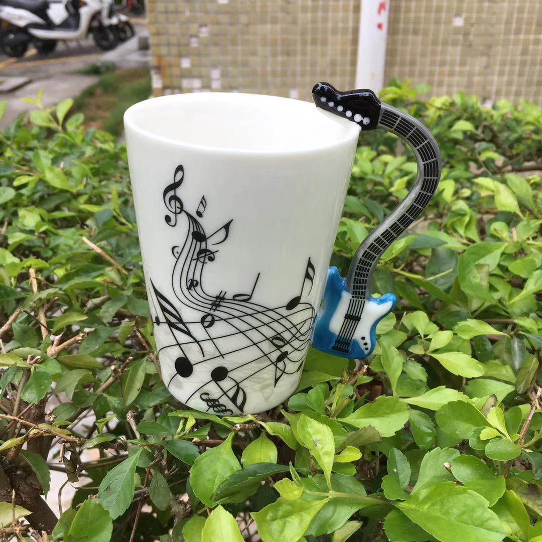 Instrumento musical de cerámica de , tazón taza con mango,: Guitar(blue)