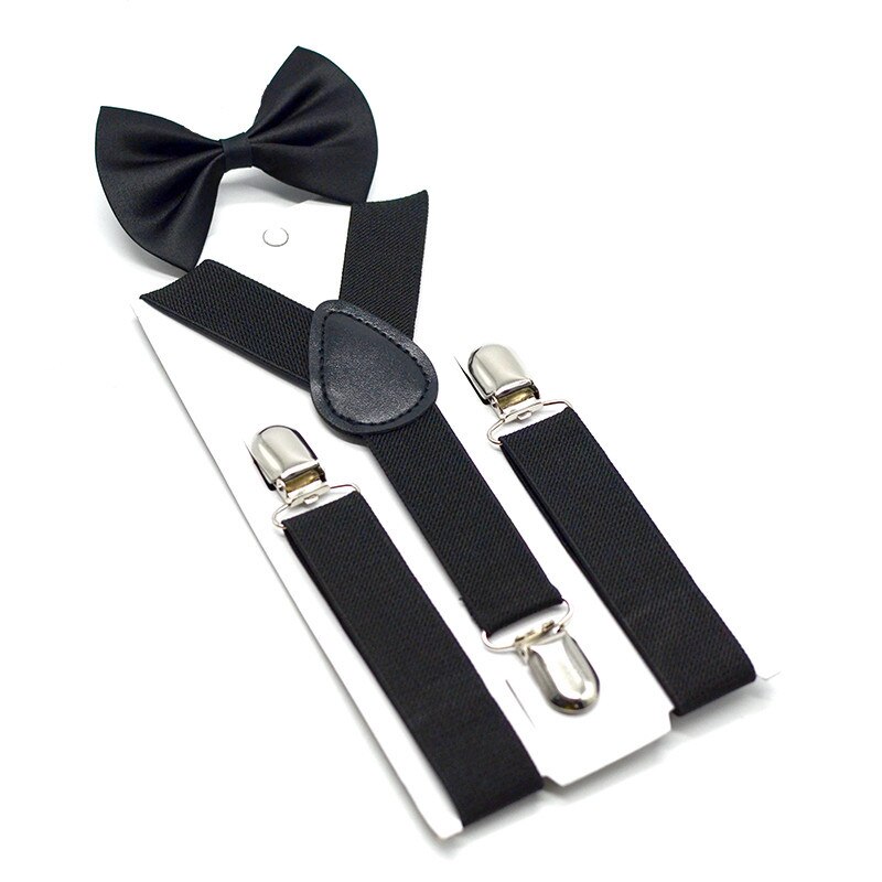 RAINIE SEAN Pink Kids Suspenders Bowtie Set Solid Children Suspender Dress Wedding Baby Girls Braces