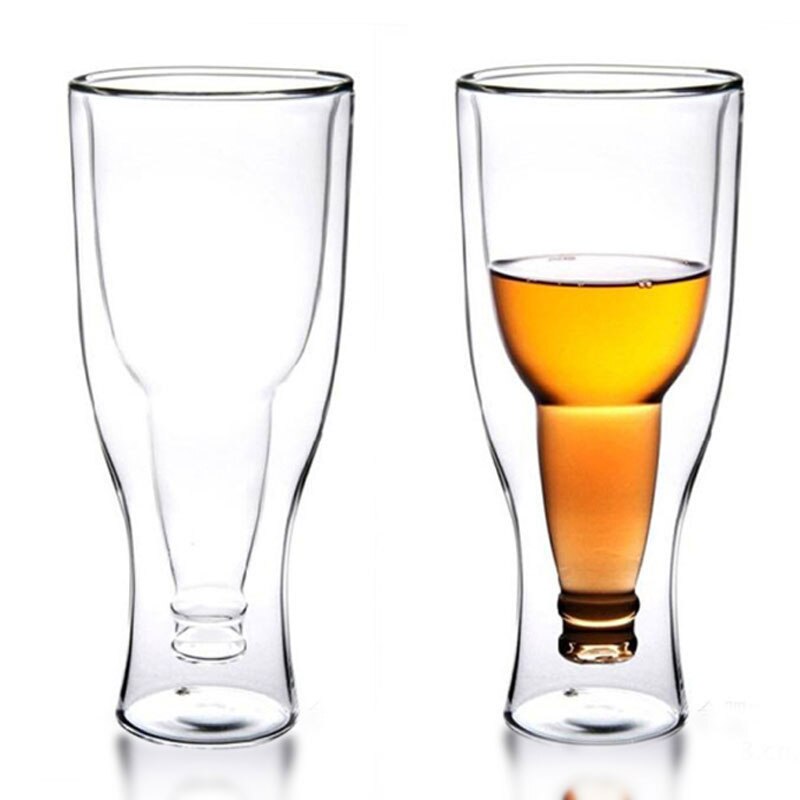 bar dobbeltvegget isolert glass krus innebygd ølflaske form høy borsilikat multifunksjons bar drikke husholdning øl kopp