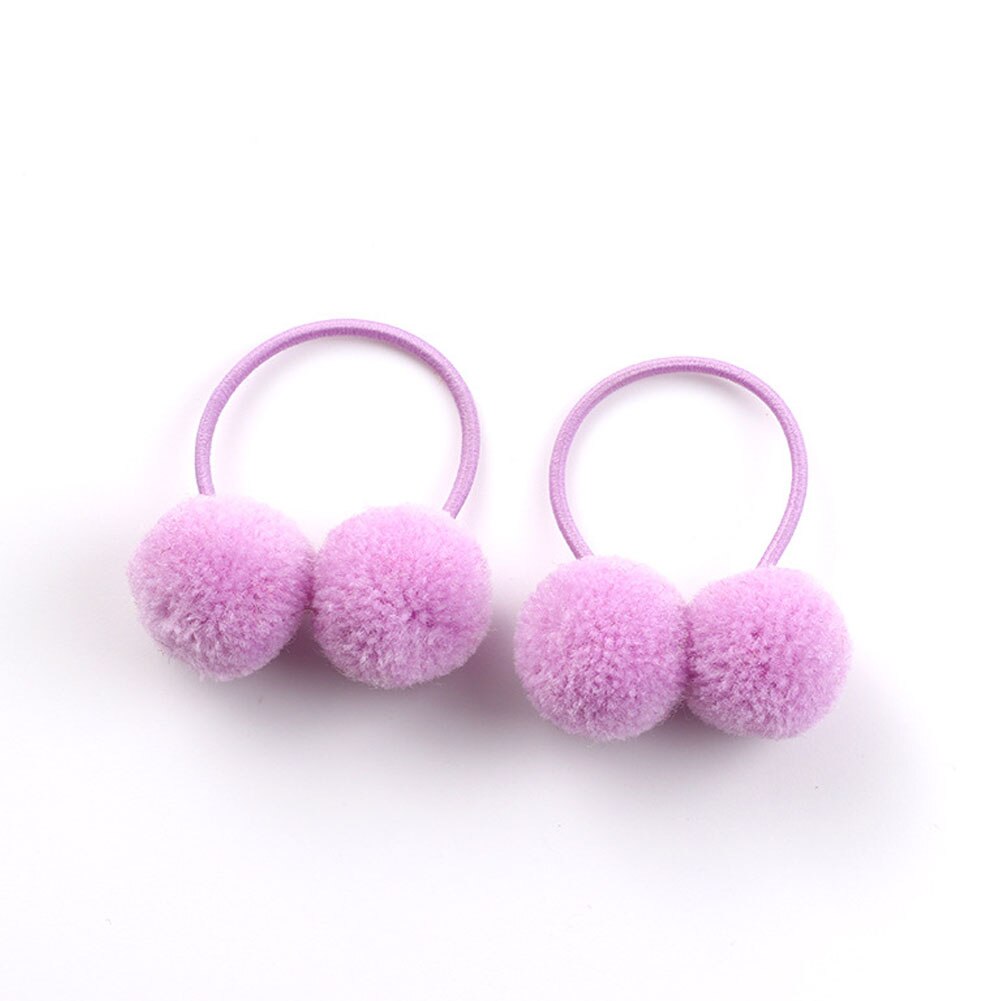 Anillo para el pelo con dos bolas pequeñas y lisas para niña, banda de goma elástica, gomas para el pelo, accesorios para el cabello, adornos para la cabeza, para niña, 2 piezas: Morado