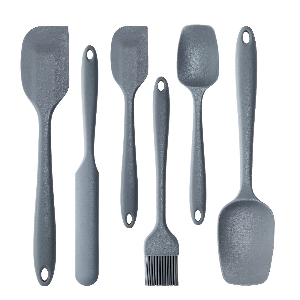 6 Pc Silicone Baking Tool Spatula Set Kitchenware Heat Resistant Bread Cake Utensils Scraper Spoon Oil Brush Cooking Accessories: gray