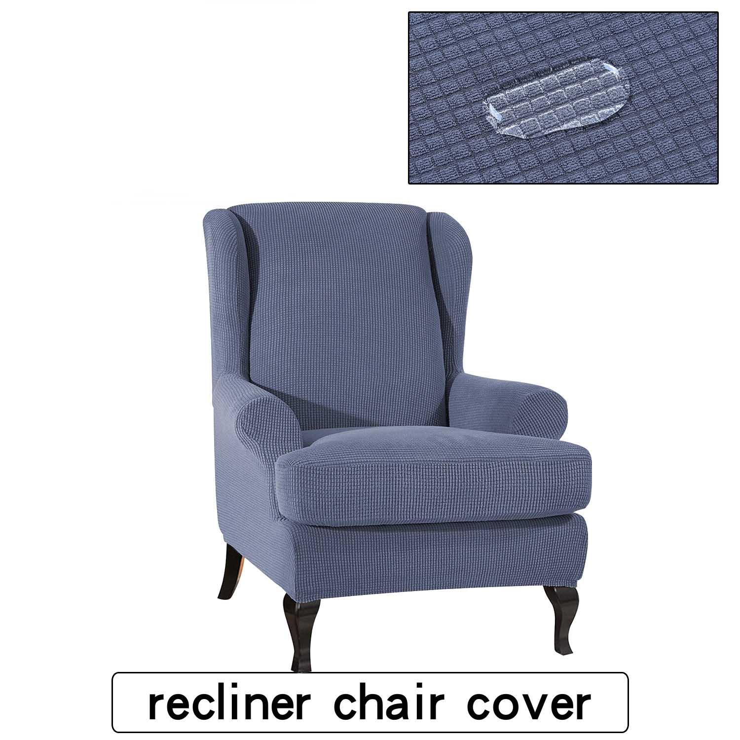 Vattentät all-inclusive elastisk fåtölj wingback soffa rygg stolsöverdrag fritidspall överdrag rutiga ränder skydd överdrag: Mörkgrå