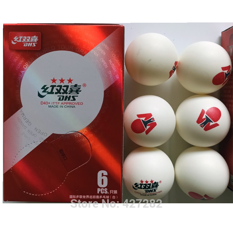 DHS-pelotas de tenis de mesa originales DHS D40 + ITTF WORLD TOUR 3 estrellas (doble ABS con 3 estrellas), raqueta de Ping Pong de plástico,