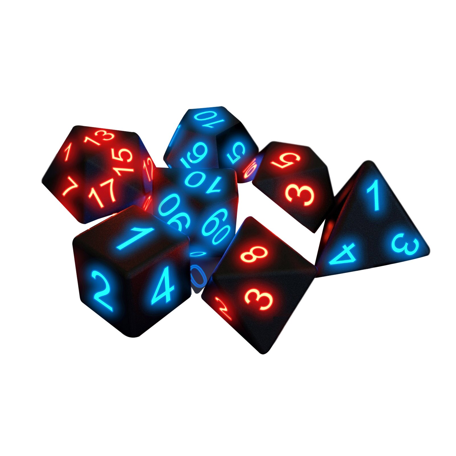 7Pcs dadi poliedrici luminosi dadi luminosi dadi luminosi Set di dadi per giochi divertenti per feste portatili per giochi DND