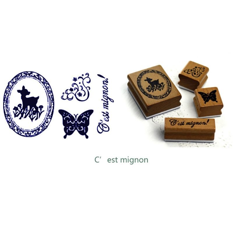 Barn barn håndlagde leker vintage stempel bokstaver håndkle fugl sommerfugl nøkkel krone mønstre scrapbooking skrivesaker stempler: C est mignon