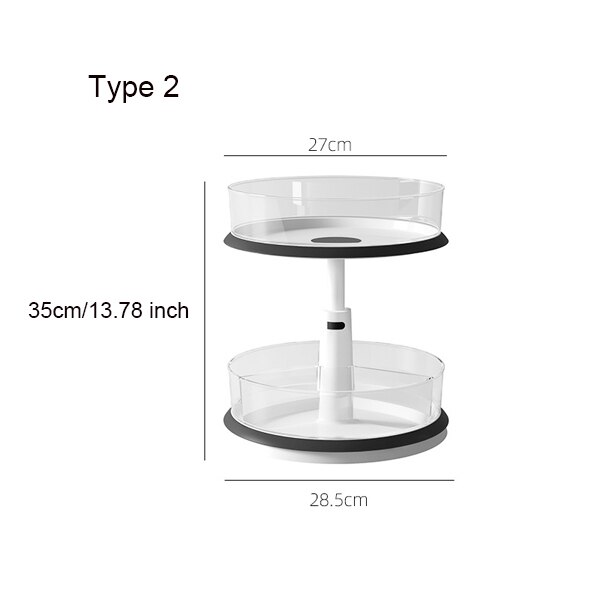 Retractable Storage Tray Double Layer Kitchen Storage Container Kitchen Accessory Plastic Rotating Tray Space-saving Spice Rack: Type 2