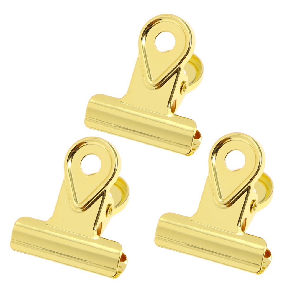 20PCS Metal Hinge Clips Binder Clips Paper Clamp Copper Bulldog Paper Clips - Black (20MM): Golden