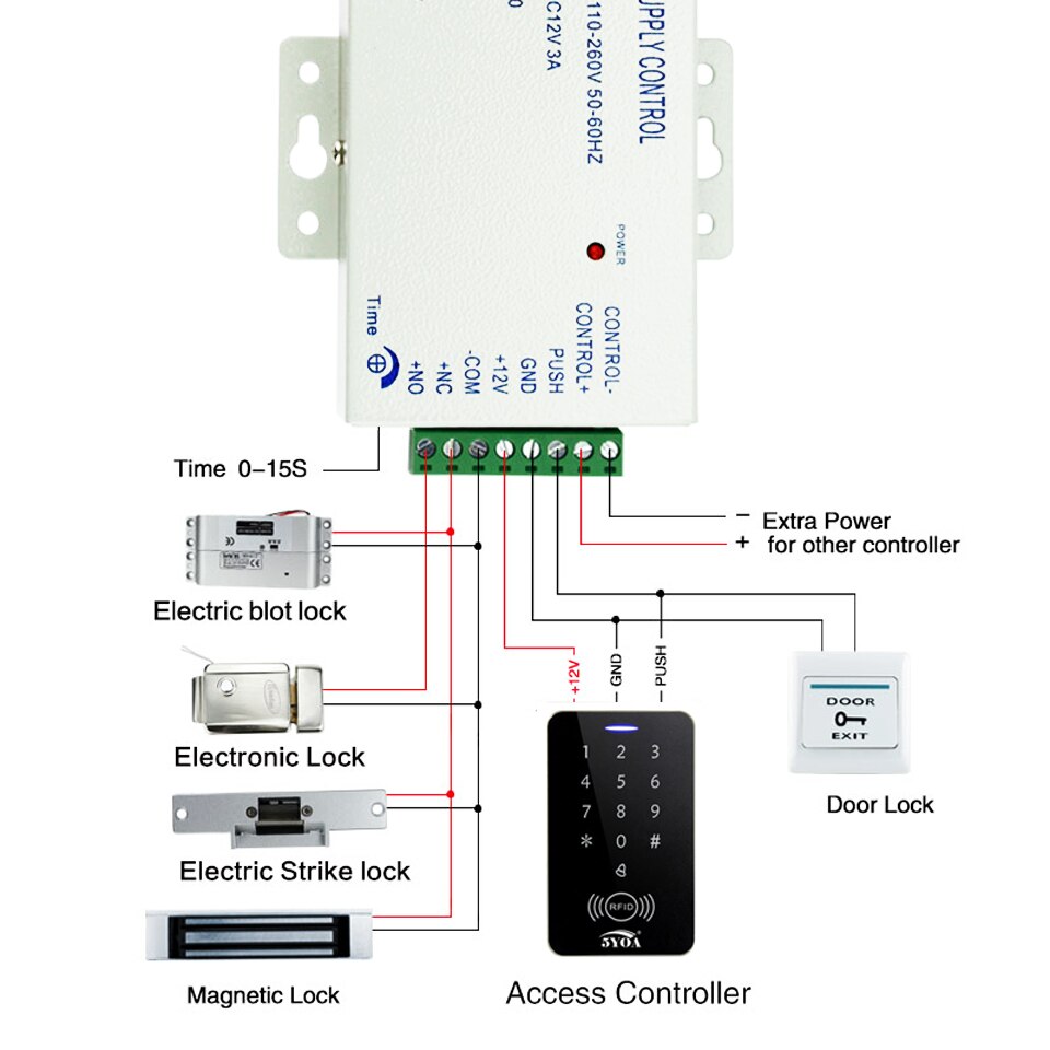 Elektrisch grendelslot,  dc12v elektronische insteeksloten met instelbare tijdvertraging en failsafe-modus voor toegangscontrole.