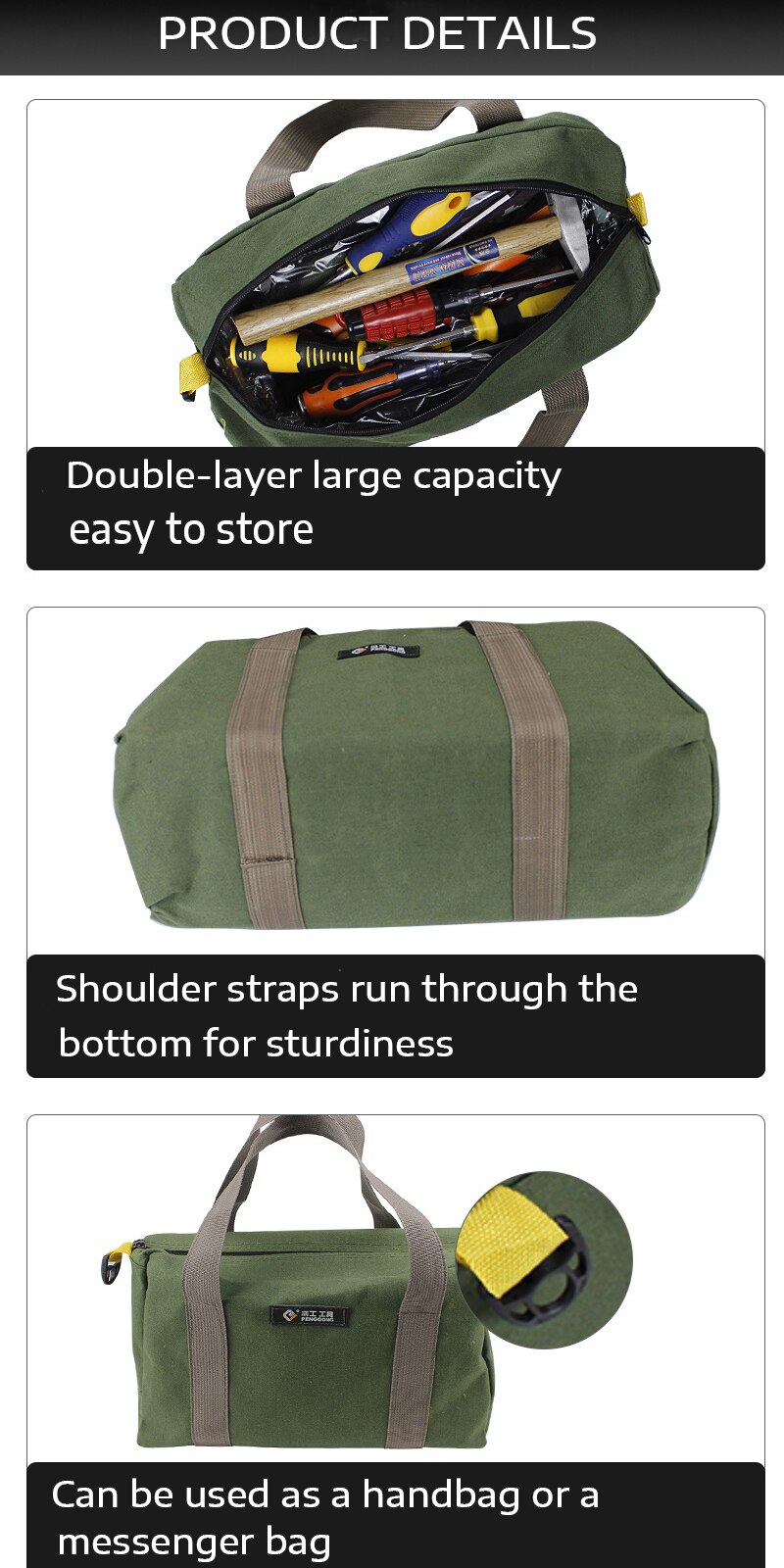 7 Pack Canvas Tool Bags - Heavy Duty 16oz Zipper Pouches For Organization & Storage