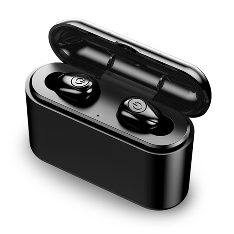 X8 TWS sans fil Bluetooth écouteurs True 5D stéréo écouteurs Mini étanche mains libres sport casque avec 2200mAh batterie externe: Black TWS