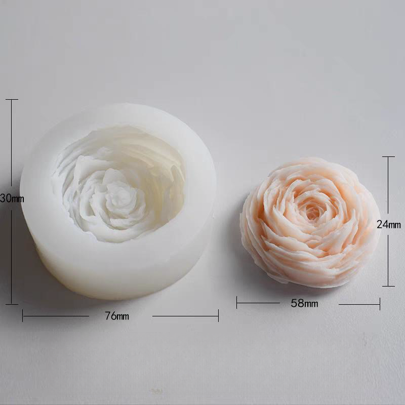 Stampo in silicone per gesso con fiori di peonia aromatica 3D Stampi per ornamenti di fiori in gesso Stampo per decorazione di candele: Default Title