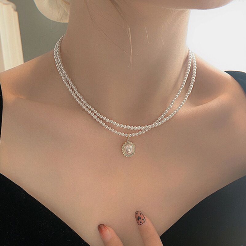 New Fashion Pearl Choker Necklace simpatico ciondolo a catena a doppio strato per gioielli da donna ragazza regalo catene per feste collane