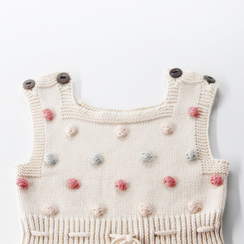 WLG baby jongens meisjes rompertjes kinderen herfst lente regenboog ballen gebreide beige roze donkerblauw romper baby casual kleding 6 -18 maanden