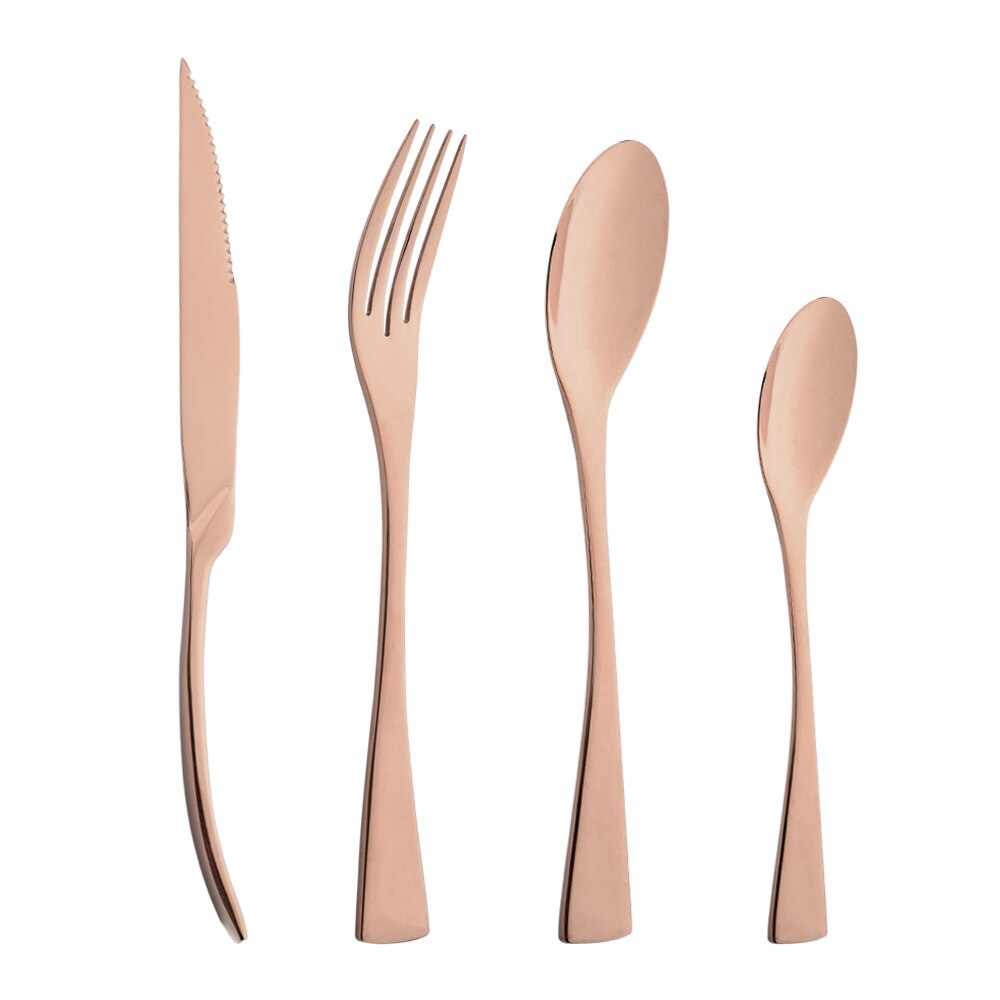 Zilverwerk 4 Stks/set Bestek Set Mes Vorken Lepels Diner Set Keuken Spiegel Servies Set 304 Roestvrij Staal Servies Set: Rose