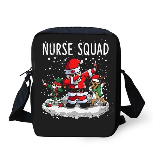 Kerst Verpleegkundige Crew Prints Patroon Schouder Tas Voor Meisjes Crossbody Telefoon Bag Coin Boodschappentassen Mochila: ALP2569E