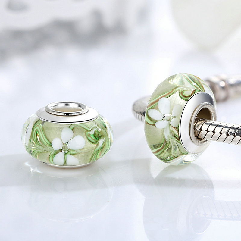 Silber Farbe Schwarz Europäischen Murano Glas Perlen fit Charme Armbänder Armreifen für Frauen Perlen 925 Silber Schmuck Perles: WEU6372