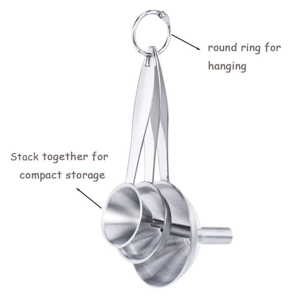 Keuken Trechters, Rvs Trechter Set, dikke Inklapbare Klein Medium Grote Trechters Met Lange Handvat Om Grip(Set Van 3, S