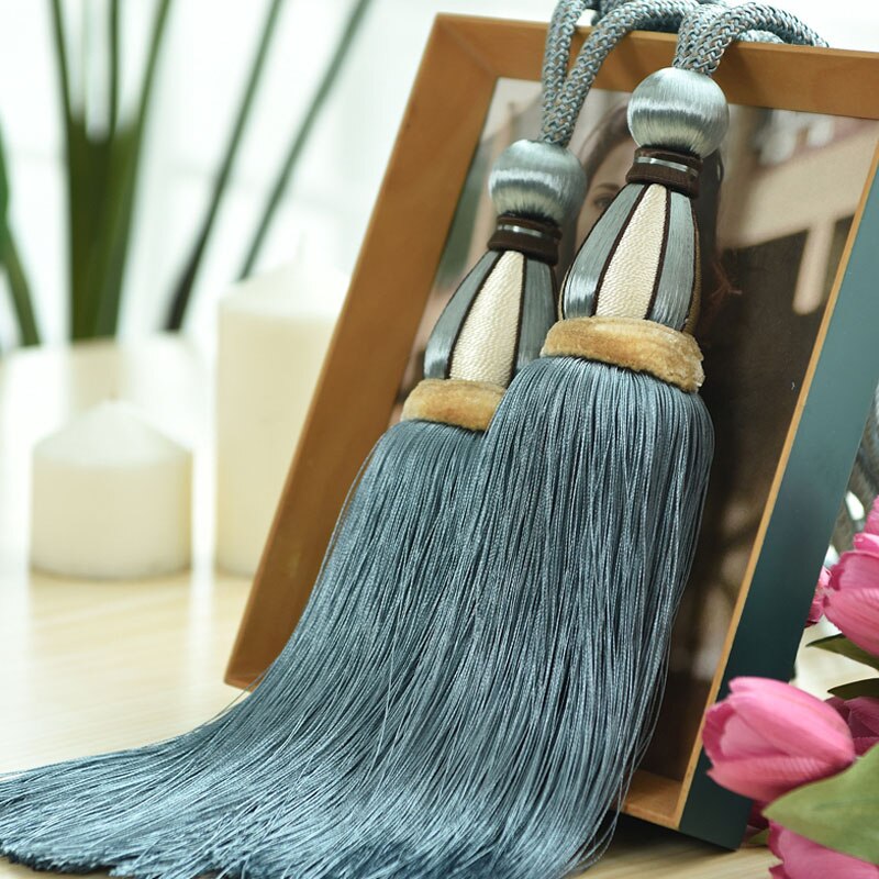 1pc embrasses à rideaux de fenêtre, embrasses à pinces, embrasses à glands, embrasses à boule suspendue, accessoires  cp120#40: Bleu clair