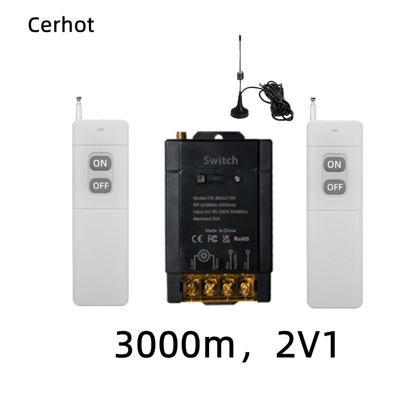 Cerhot Wireless Remote Control Switch On-off High-power 30A Wide-voltage AC 85-265V Long-distance RF433 Remote Control 3000M: green