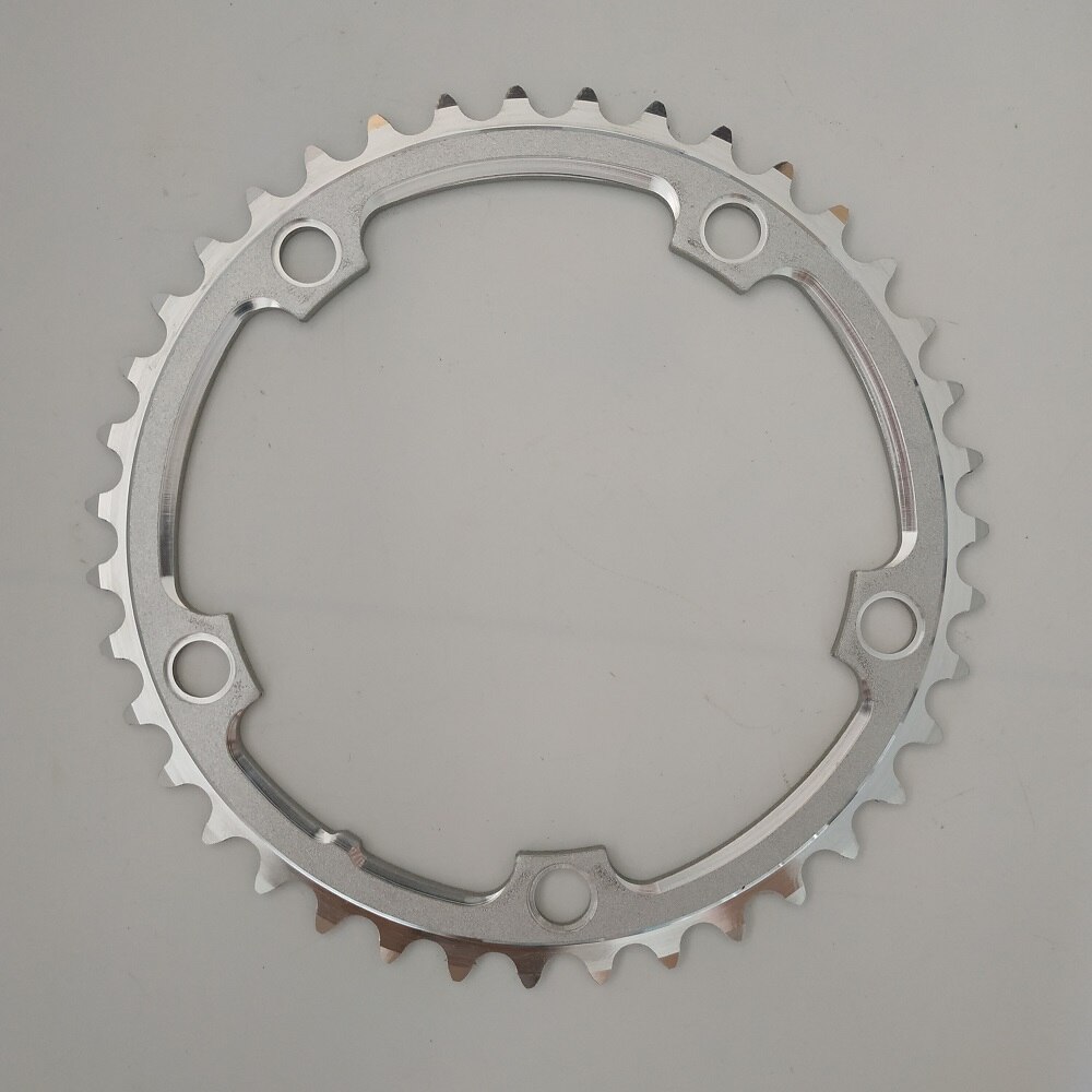 Vägcyklar kedjedrev 130 bcd 38t 39t 40t 42t 44t 46t 48t 50t 52t 53t 56t fällbara cykel kedjehjul cnc silverfärgade ringar: 130 bcd 39t