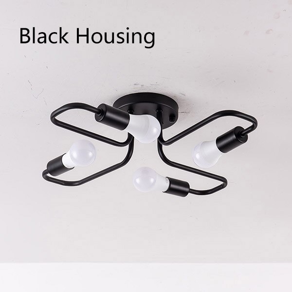 Creatieve Led Plafond Verlichting Armatuur Voor Woonkamer Hal Minimalistische Stijl plafond Lamp 4 heads buizen E27 lichtpunt: Black Housing / no include bulb