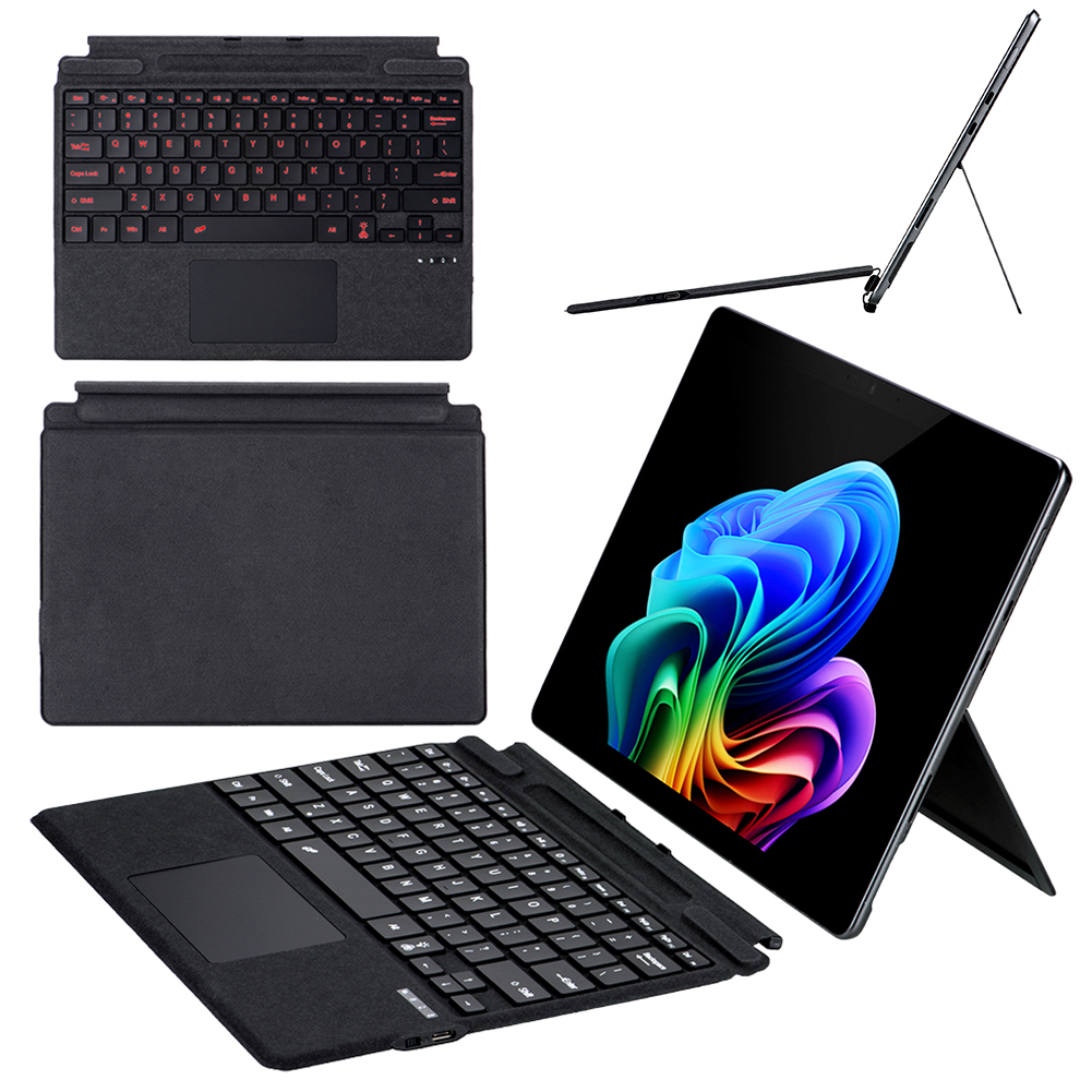 Magnetisch toetsenbord voor Surface Pro 11/10/9/8/X Slank Bluetooth draadloos toetsenbord met touchpad, pensleuf, achtergrondverlichting, Type C Charge