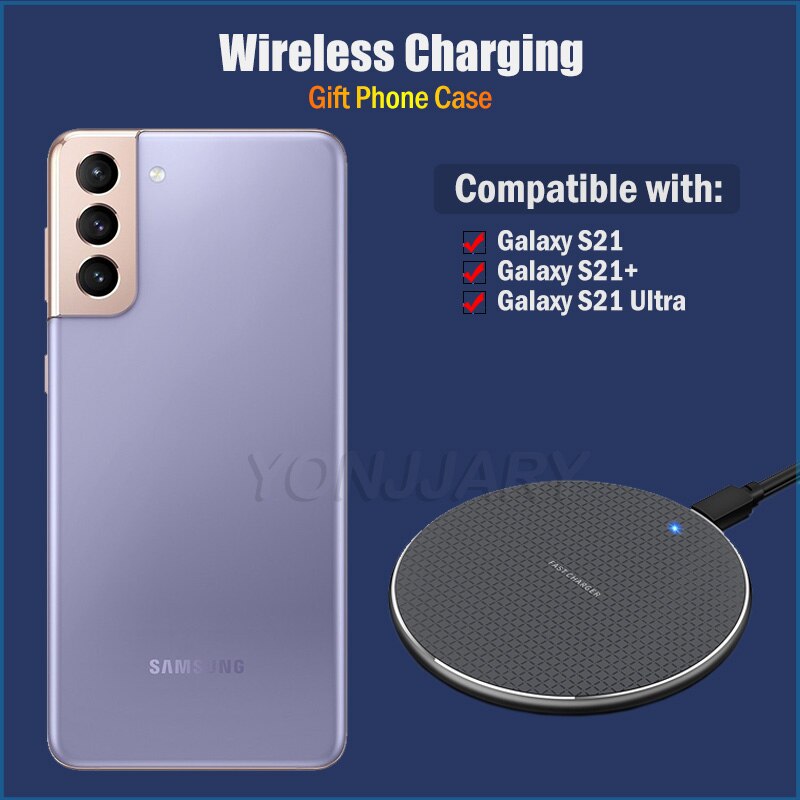 Schnelle Qi Wireless Charging für Samsung Galaxy S21 Ultra Plus S21 + 5G 10W Drahtlose Ladegerät Pad TPU Fall S21