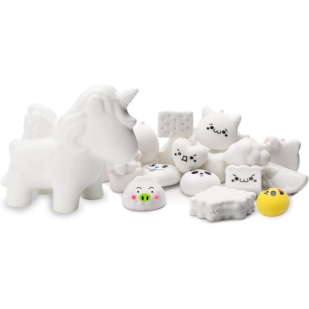 11Pcs Diy Dieren Kawaii Squishy Speelgoed 1Pcs + 10 Stuks Wit Romige Langzaam Stijgende Zacht Voedsel Sleutelhangers Voor kinderen Kids Willekeurige Stijl