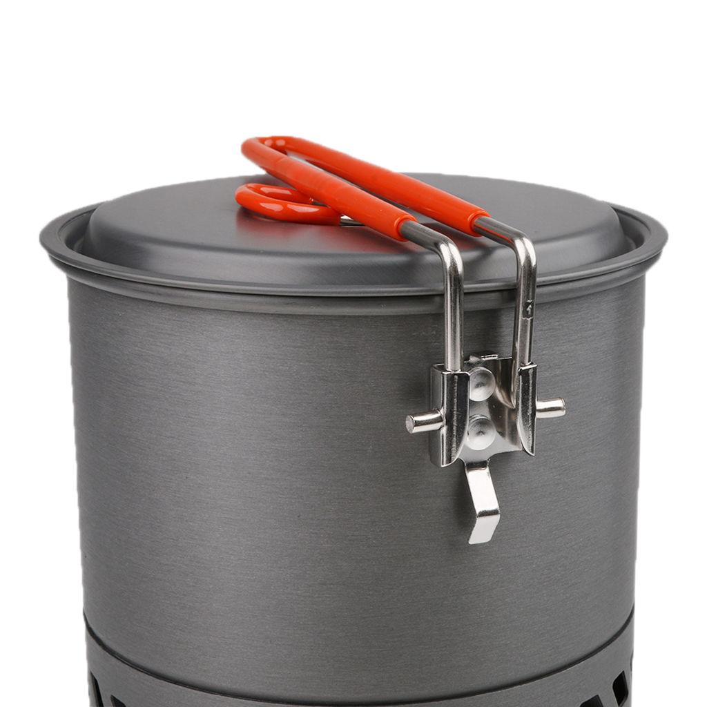 1.5L Portable Aluminum Camping Water Pot Outdoor Backpacking Picnic Kettle Heat Exchanger Pot Cookware