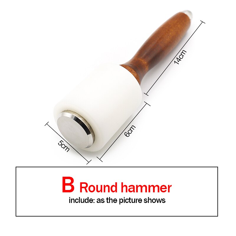 Diy Lederen Carving Hamer T/Longitudinale Hamer Houten Hamer Punch Snijden Nylon Hamer Tool Met Houten Handvat Lederen Craft: B