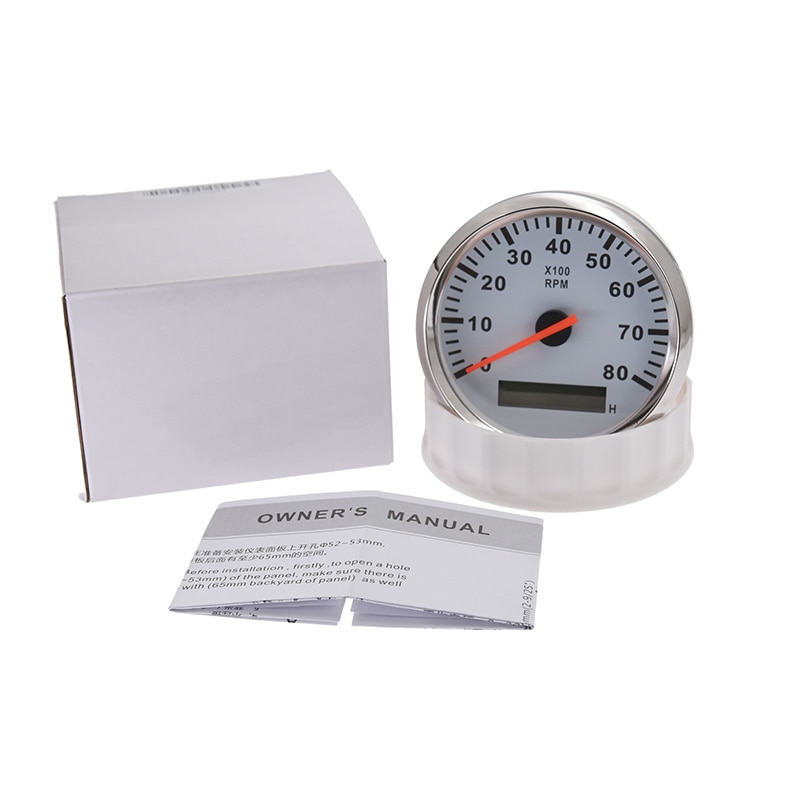 6000 8000 Rpm Tachometer Tacho Meter Gauge Hourmeter 12V/24V 85mm Toerenteller 12v Hour Meter Sensor For Marine Boat Car Truck