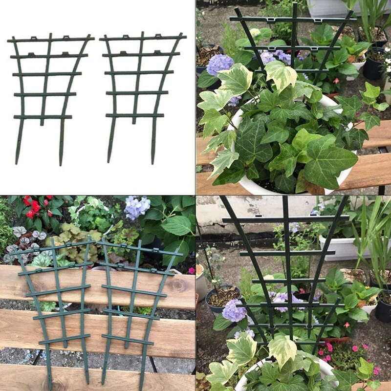 6Pcs Grid for Indoor Plants, DIY Garden Plant Support & 8Pcs Mini DIY Leaf Shape Garden Trellis Plants Supports