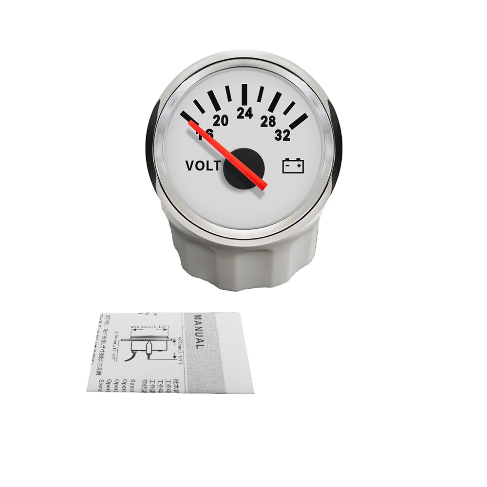 Universelle Wasserdichte 52mm Voltmeter Volt Messgerät Meter 8-16V/16-32V mit verrotten Hintergrundbeleuchtung: 16-32V WS